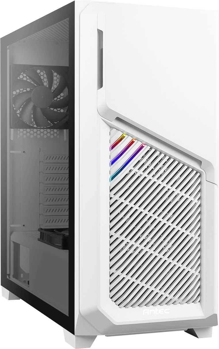 Antec DP502 FLUX White High Airflow, ATX, Tempered Glass with 3x Fans in Front, 1x Rear, 1x PSU Shell (Reverse Fan blade) Gaming Case