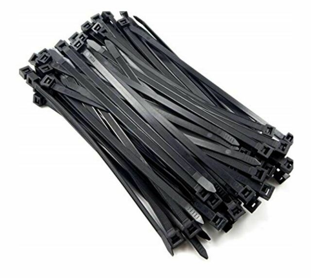 8Ware 200mm x 2.5mm (4') Bag of 100 Pack UV Resistant Wide Nylon Zip Cable Ties Black ~CBC-CT196BK-LD