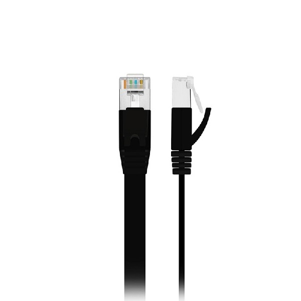 Edimax 2m Black CAT6 Network Cable - Flat UTP CAT6 - Flat - Black - Designed for 10GbE Network