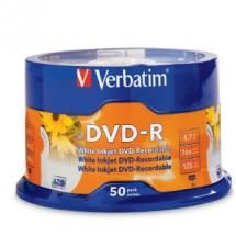 Verbatim DVD-R 4.7GB 50Pk White InkJet 16x