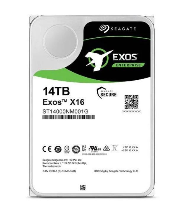 Seagate 14TB 3.5' SATA EXOS X16 Enterprise 512E/4KN, 6GB/S 7200RPM 24x7 data availability HDD. 5 Years Warranty