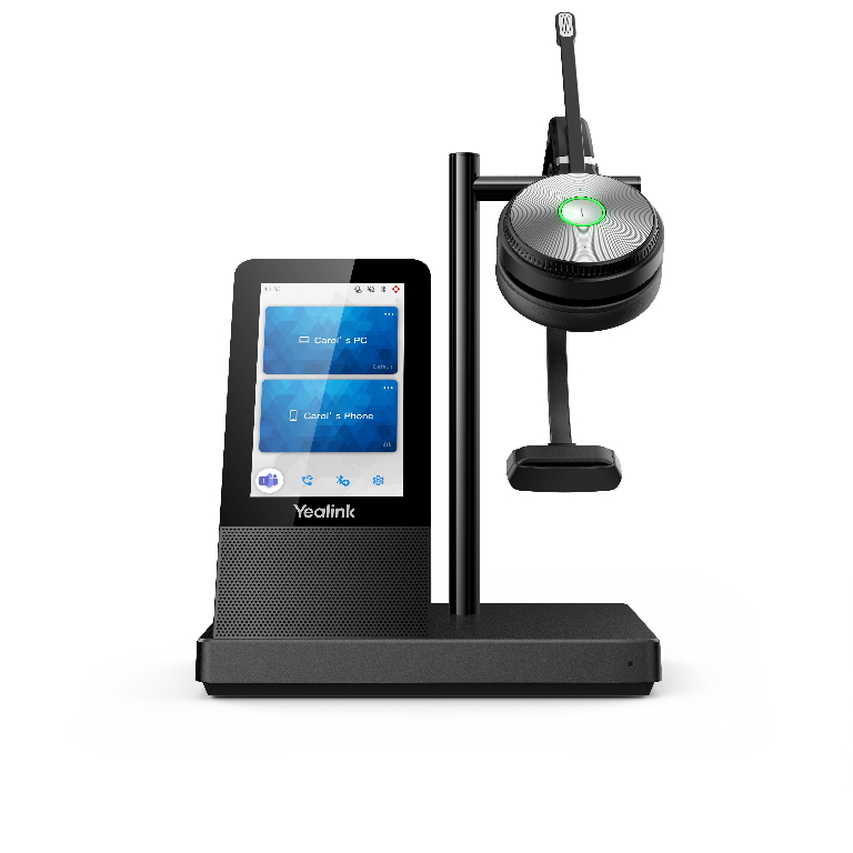 Yealink WH66 Mono UC DECT Wirelss Headset With Touch Screen, Busylight On Headset, Leather Ear Cushions