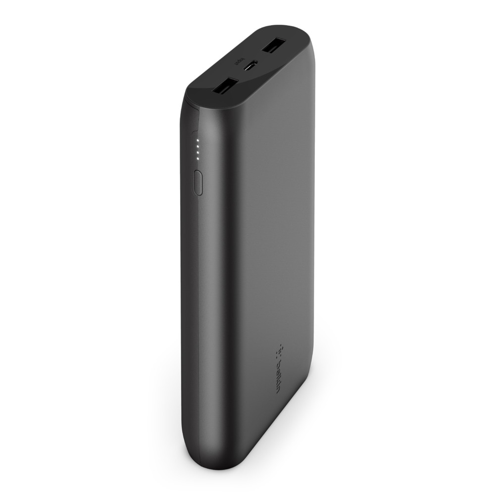 Belkin BOOST↑CHARGE™ Power Bank 20K - Black (BPB003btBK), $2,500 Connected Equipment Warranty, Charge 2 Devices At Once, 15W total power