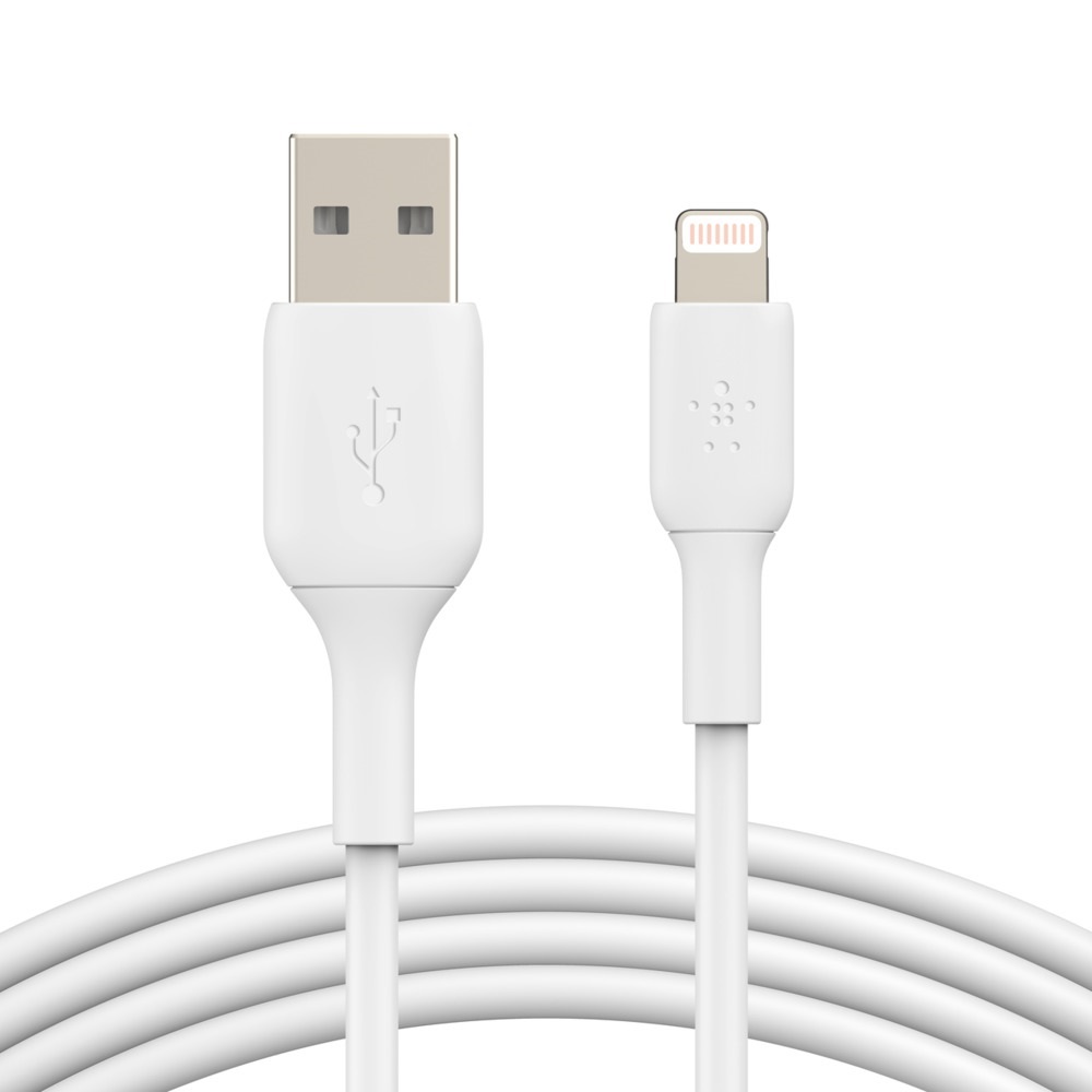 Belkin BOOST↑CHARGE™ Lightning to USB-A Cable (1m / 3.3ft) - White (CAA001bt1MWH), Charge and sync your iPhone, Tested to withstand 8,000+ bends