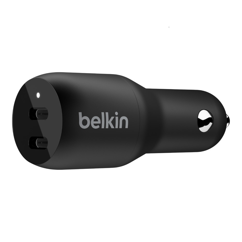 Belkin BOOST↑CHARGE™ Dual USB-C Car Charger 36W - Black (CCB002btBK), Supports fast charge for iPhone* and all USB Power Delivery-compatible devices