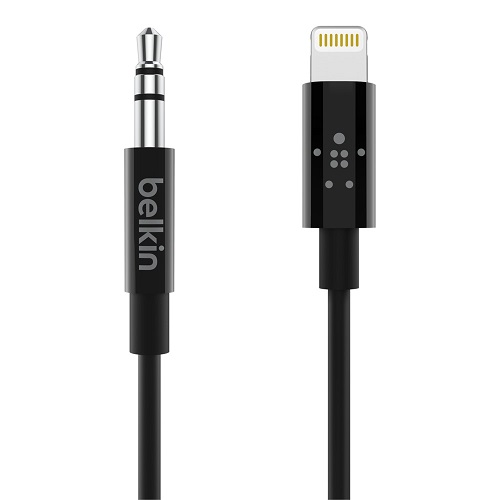 Belkin 3.5 mm Audio Cable With Lightning Connector - Black (AV10172bt03-BLK), Available in 3-foot/0.9m or 6-foot/1.8m lengths, Multiple lengths