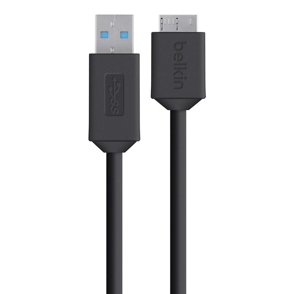 Belkin SuperSpeed USB 3.0 Cable A to Micro-B - Black (F3U166bt03-BLK), SuperSpeed USB 3.0, 2X faster on Galaxy devices, 5 Gbps data transfer speed