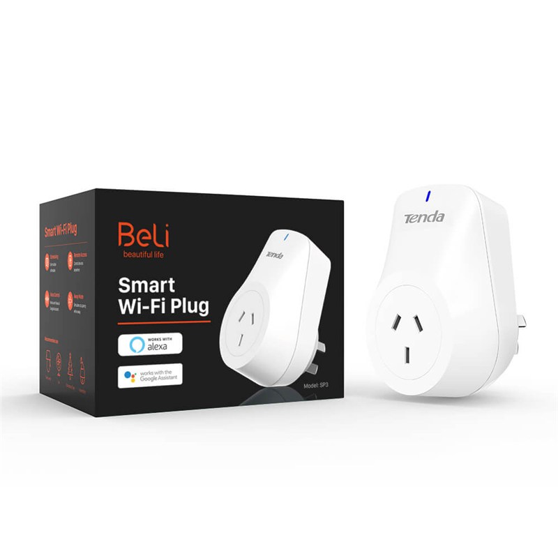 Tenda Beli SP3 Smart Wi-Fi Plug, 2pack, Smart-Home Management, Scheduled Power Plan, Timer Function, Voice Activation With Alexa/Google Assistant