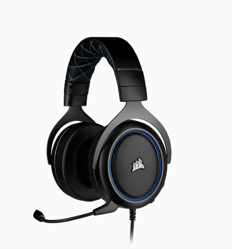 Corsair HS50 PRO Blue STEREO Gaming Headset, 50mm neodymium speaker, Optimized unidirectional microphone, Discord Certified. Headphone