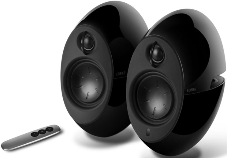 Edifier E25HD LUNA HD Bluetooth Speakers Black - BT 4.0/3.5mm AUX/Optical DSP/ 74W Speakers/ Curved design/Dual 2x3 Passive Bass/Wireless Remote (LS)