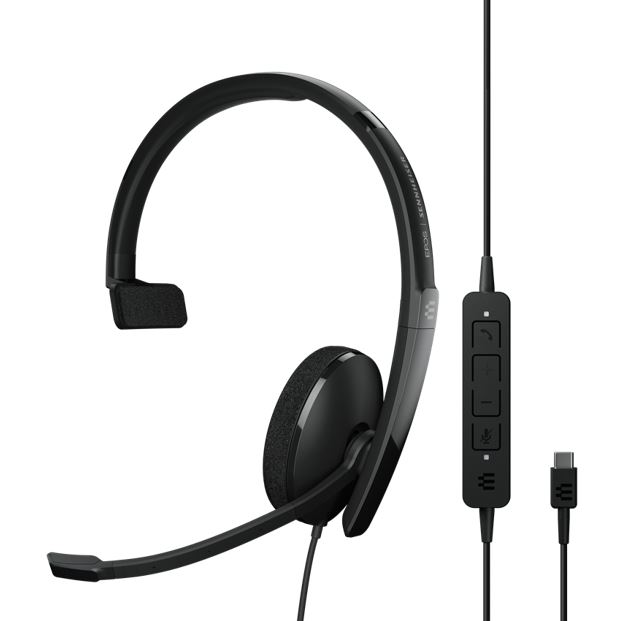 EPOS | Sennheiser ADAPT 130 USB-C II, On-ear, single-sided USB-C headset with in-line call control and foam earpad. Optimised for UC.