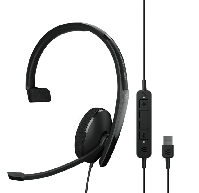 EPOS | Sennheiser ADAPT 130T USB II, On-ear, single-sided USB-A headset with in-line call control and foam earpad. Optimised for UC