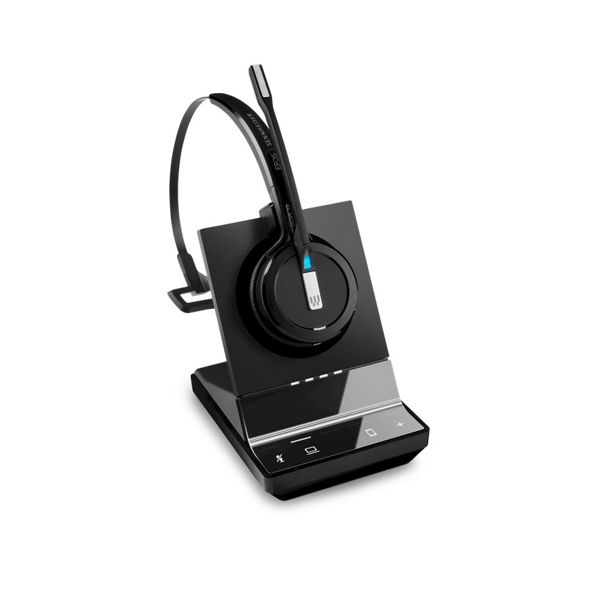 EPOS | Sennheiser Impact SDW 5014 DECT Wireless Office Monoaural Headset w/ base station, for PC & Mobile, Included BTD 800 Dongle, 3-in-1 hea