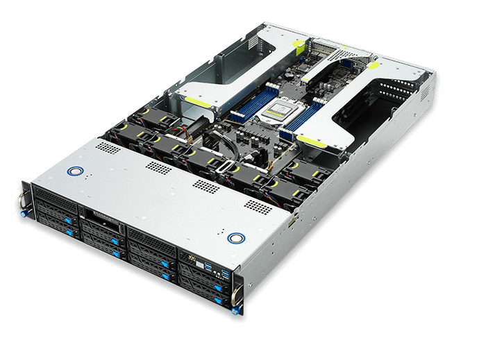Asus ESC4000A-E10,  2U Barebones Rackmount Server, AMD LGA4094 Socket, 2000w RPSU, Support 4 x GPU, 8 x 3.5' HDD, 3 Year Warranty