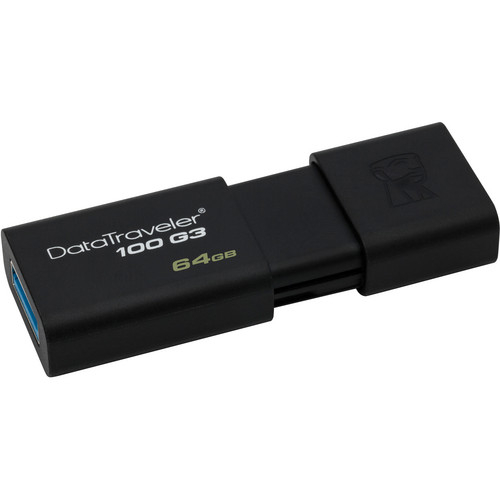 Kingston 64GB USB3.0 Flash Drive Memory Stick Thumb Key DataTraveler DT100G3 Retail Pack 5yrs warranty