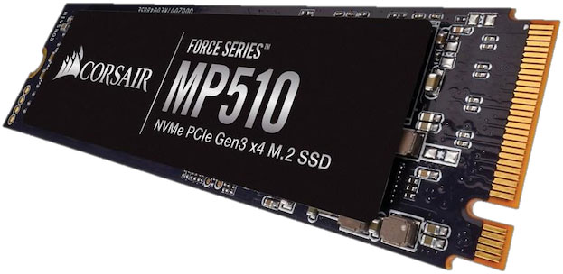 Corsair Force MP510 240GB NVMe PCIe SSD M.2 3100/1050 MB/s 240/180K IOPS 400TBW 1.8M hrs MTBF AES 256-bit Encryption 5yrs