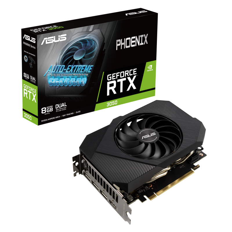 ASUS NVIDIA GeForce PH-RTX3050-8G Phoenix RTX 3050 8G GDDR6 , 1807MHz Boost, PCIe 4.0, 1xHDMI 2.1, 3xD