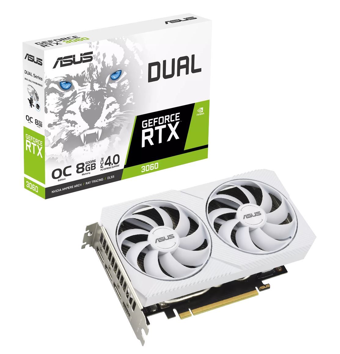 ASUS NVIDIA GeForce DUAL-RTX3060-O8G-WHITE White Edition 8GB GDDR6