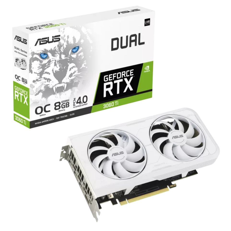 ASUS NVIDIA GeForce DUAL-RTX3060TI-O8GD6X-WHITE RTX 3060 Ti White OC Edition 8GB GDDR6X