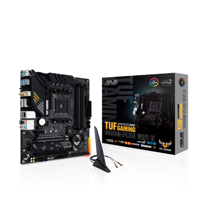 ASUS AMD B550M TUF GAMING B550M-PLUS WIFI II (Ryzen AM4) Micro ATX Gaming Motherboard, PCIe 4.0, dual M.2, Wi-Fi 6, 2.5 Gb Ethernet, HDMI, DisplayPort