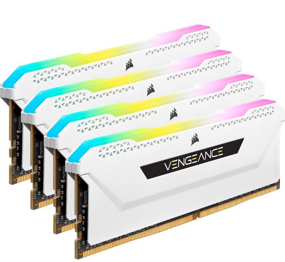 Corsair Vengeance RGB PRO SL 32GB (4x8GB) DDR4 3200Mhz C16 White Heatspreader Desktop Gaming Memory