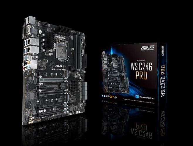 ASUS WS C246 PRO WS MB Intel LGA1151, E-2200 Xeon, ATX Motherboard, 4x PCIE 3.0 x16 Slots, Dual M.2, USB 3.1 Gen 2