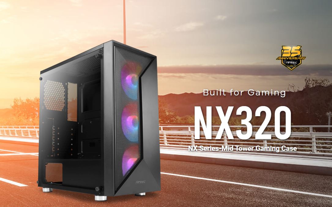 Antec NX320 ATX, m-ATX, ITX, Tempered, LED Control Button, USB 3.0, 7x PCI, 3x 120CM ARGB Fan included,  Gaming Case