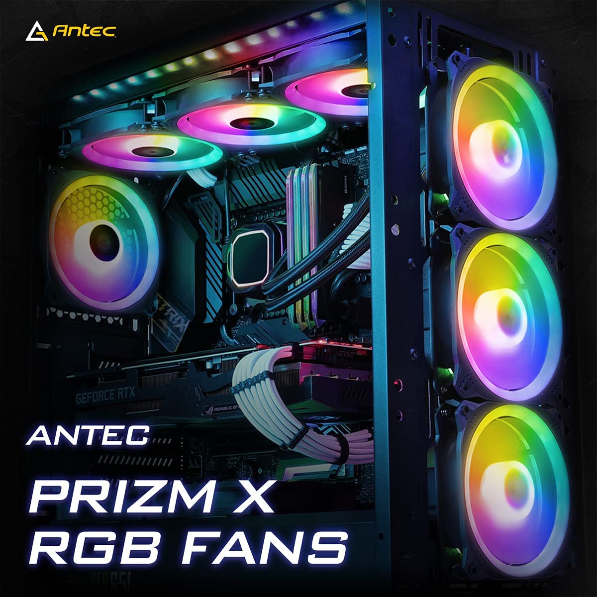 Antec Prizm X 120mm ARGB Fan 3+C 3x RGB Dual Ring 24 Independent Inner RGB - PWM FAN and 1x RGB Fan Controller. 2 Years Warranty