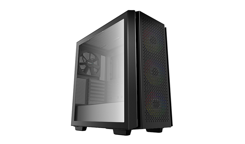 Deepcool CG560 E-ATX Mid-Tower Case, Tempered Glass Side Panel, 4xPre-Installed Fans, 6 Fan Capacity, Abundant Airflow