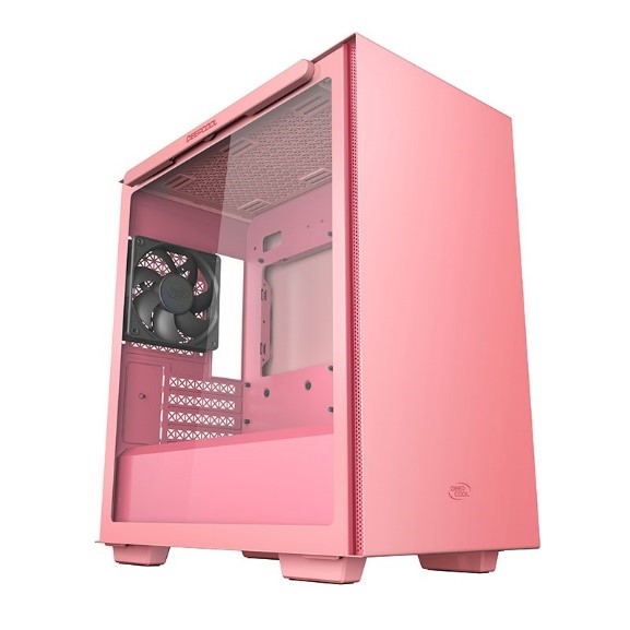 Deepcool MACUBE 110 Pink Minimalistic Micro-ATX Case, Magnetic Tempered Glass Panel, Removable Drive Cage, Adjustable GPU Holder, 1xPreinstalled Fan