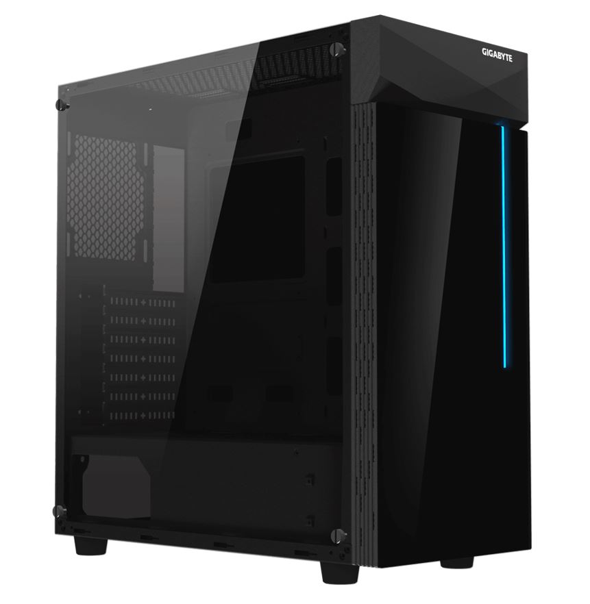 Gigabyte C200 RGB Tempered Glass ATX Mid-Tower PC Gaming Case 2x3.5' 2x2.5' 2xUSB3.0 Detachable Dust Filter Liquid Cooling PSU Shroud Design