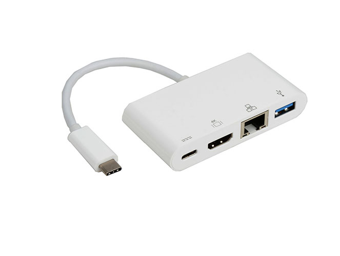 8Ware USB-C Type-C to USB 3.0 A + HDMI + Gigabit LAN Ethernet with Type-C Charging Port Adapter Cable- Up to 60W
