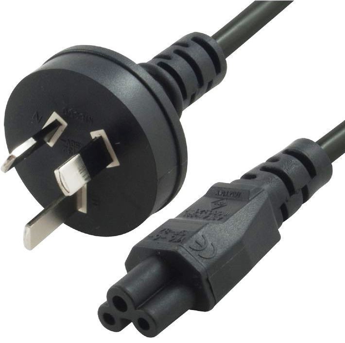 8ware AU Power Lead Cord Cable 2m - 3-Pin to Cloverleaf Plug ICE 320-C5 Mickey Type Black 240V 7.5A 3 core for Notebook/Laptop AC Adapter ~UPAT-IECM-1