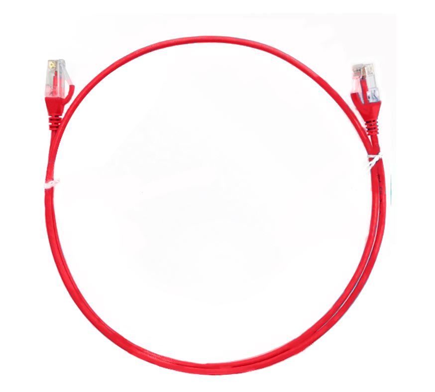 8ware CAT6 Ultra Thin Slim Cable 0.25m / 25cm - Red Color Premium RJ45 Ethernet Network LAN UTP Patch Cord 26AWG for Data Only, not PoE