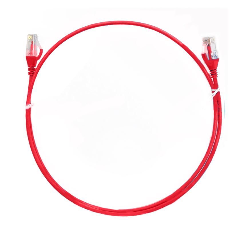 8ware CAT6 Ultra Thin Slim Cable 2m / 200cm - Red Color Premium RJ45 Ethernet Network LAN UTP Patch Cord 26AWG for Data Only, not PoE