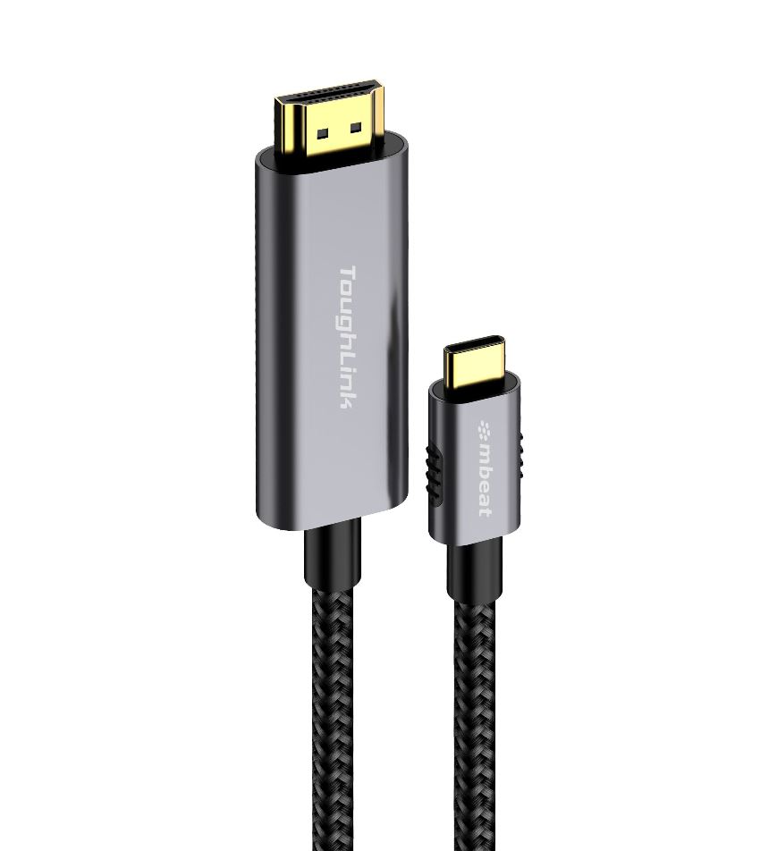 mbeat® 'Toughlink' 1.8m Braided USB-C to HDMI Cable - Supports 4K UHD and 1080P HD Video Devices, Such as Blu-ray, HDTV, HD Monitor, HDMI Switch