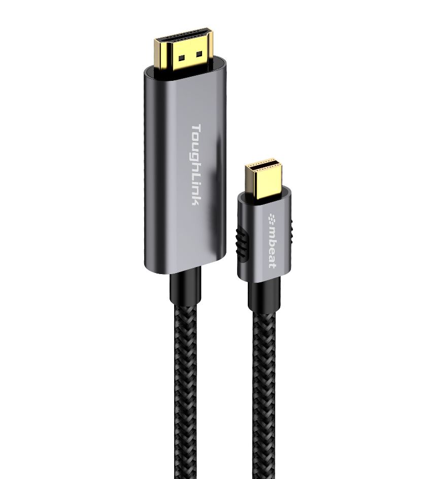 mbeat® 'Toughlink' 1.8m Braided Mini DisplayPort to HDMI Cable
