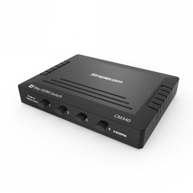 Simplecom CM340 Mechanical 4 Way HDMI Switch Box 4 Port 4K UHD HDCP