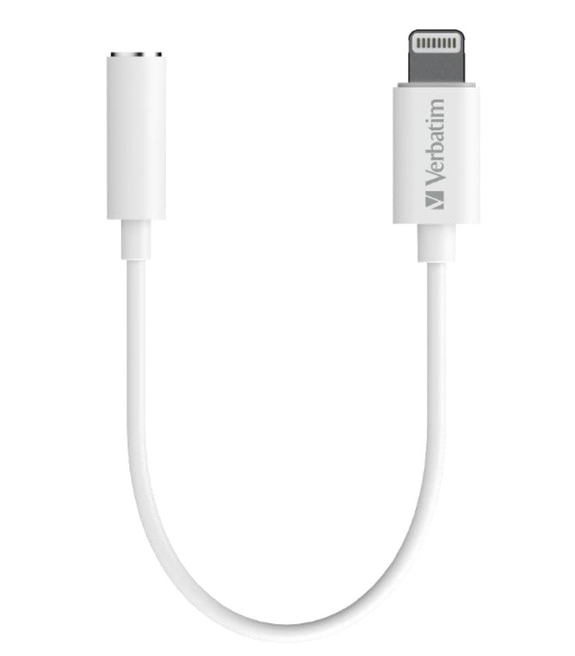 Verbatim Lightning to 3.5mm Headphone Jack 10cm - White