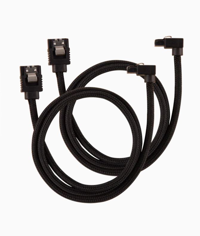 Corsair Premium Sleeved SATA 6Gbps 60cm 90° Connector Cable — Black