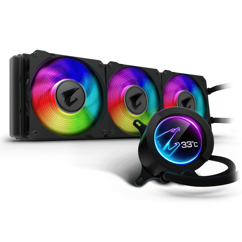 Gigabyte AORUS LIQUID COOLER 360 All-in-one Liquid Cooler with Circular LCD Display, RGB Fusion 2.0, Triple 120mm ARGB Fans