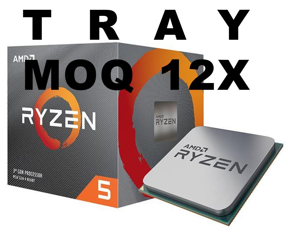 (MOQ 12x If Not Installed On MBs) AMD Ryzen 5 3600 'TRAY', 6 Core AM4 CPU, 3.6GHz 4MB 65W No Fan MOQ 12 or Ship Install On MB 1YW (AMDCPU) (TRAY-P)