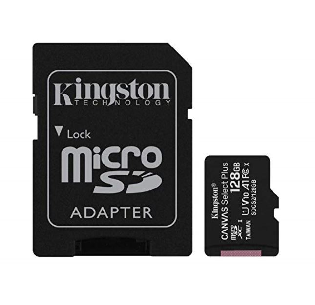 Kingston 128GB MicroSD SDHC SDXC Class10 UHS-I Memory Card 100MB/s Read 10MB/s Write with standard SD adaptor ~SDCS/128GB