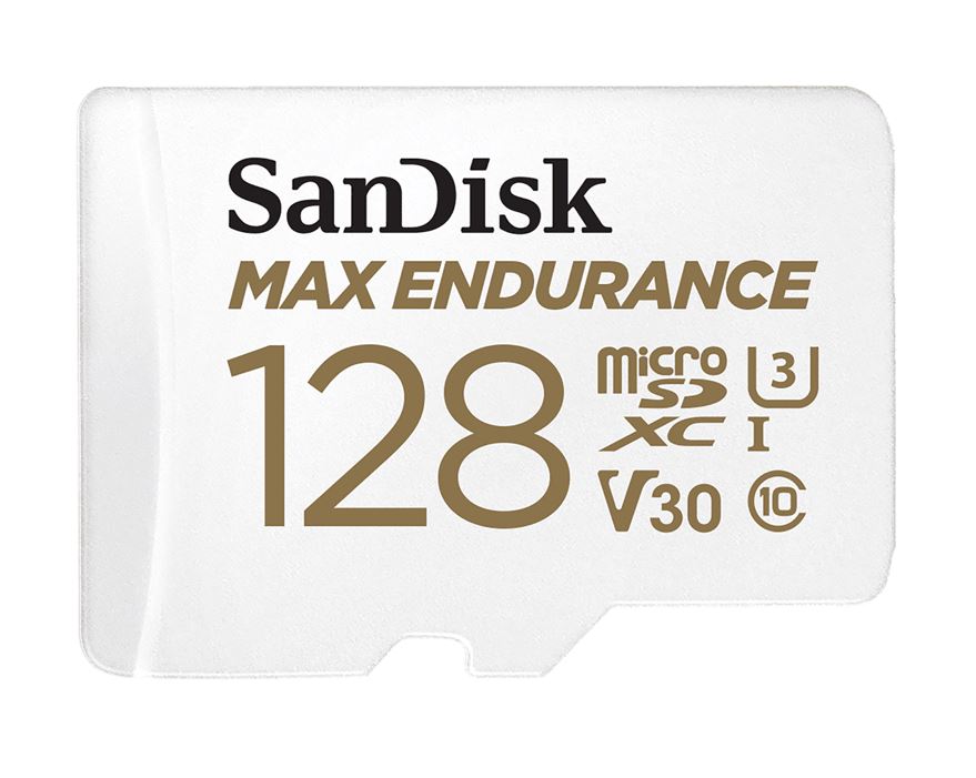 SanDisk Max Endurance 128GB microSDHC™ Card  SQQVR 60,000 Hr Hrs UHS-I C10 U3 V30 100MB/s R, 40MB/s W SD adaptor 10Y