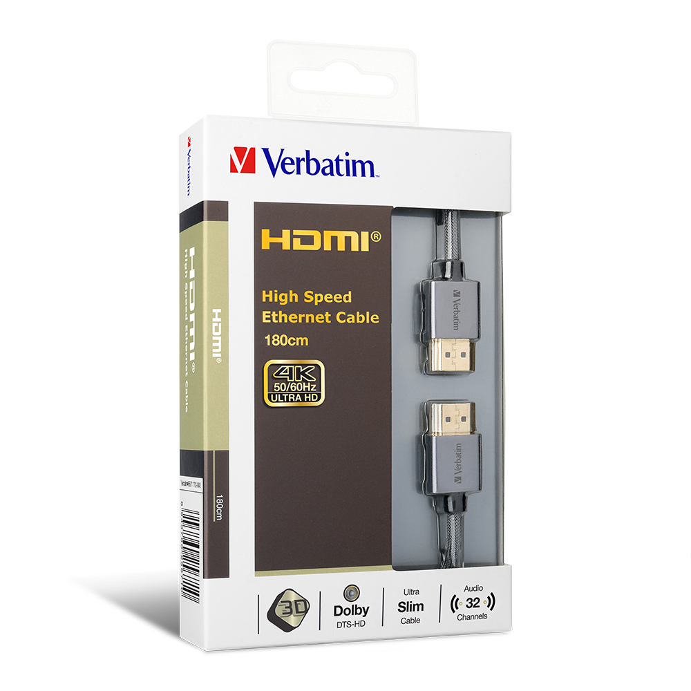 Verbatim HDMI Cable with Ethernet V2.0 Extra Slim 180cm (LS)
