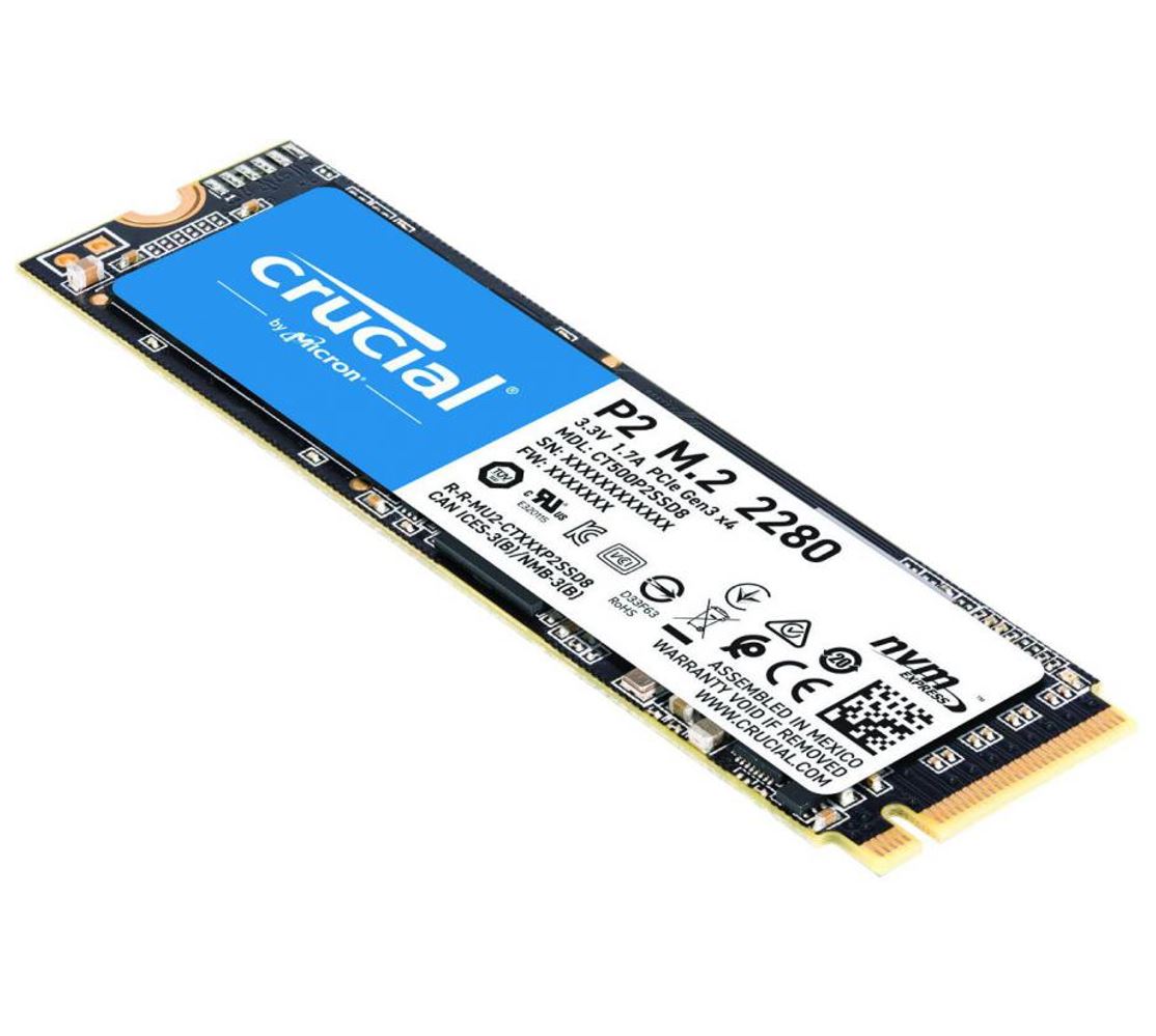 Crucial P2 2TB PCIe M.2 NVMe SSD 2400/1900 MB/s R/W 600TBW 1.5M hrs MTTF Acronis True Image Cloning Software 5yrs wty