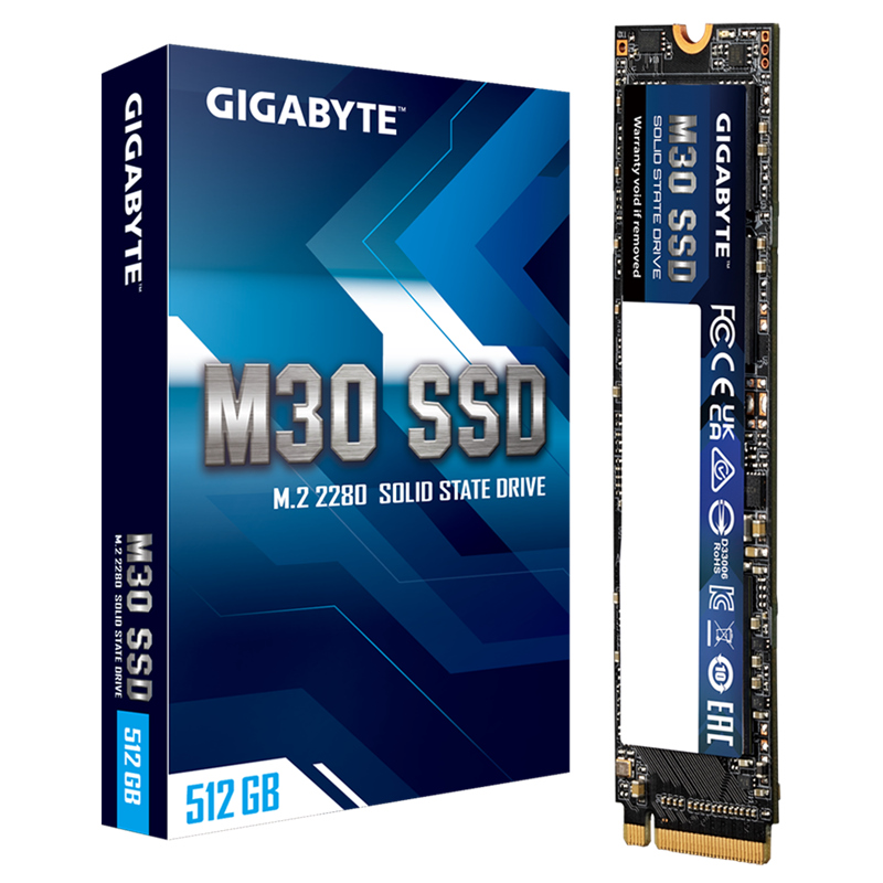 Gigabyte M30 512GB SSD, M.2 2280, PCI-E 3.0 x4, NVMe 1.3, Sequential Read ~3500