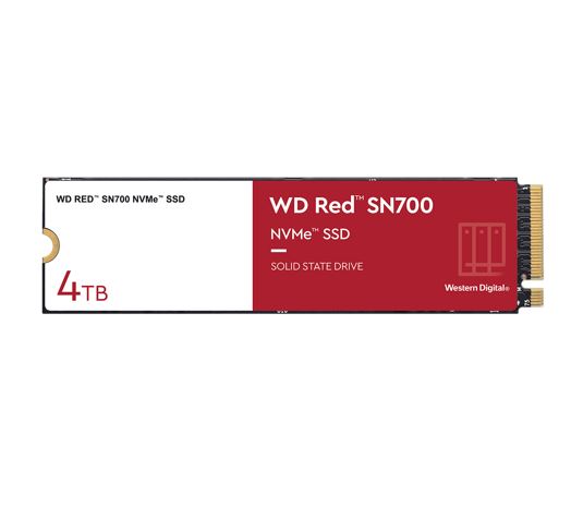 Western Digital WD Red SN700 4TB NVMe NAS SSD 3400MB/s 3100MB/s R/W 5100TBW 550K/520K IOPS M.2 Gen3x4 1.75M hrs MTBF 5yrs wty