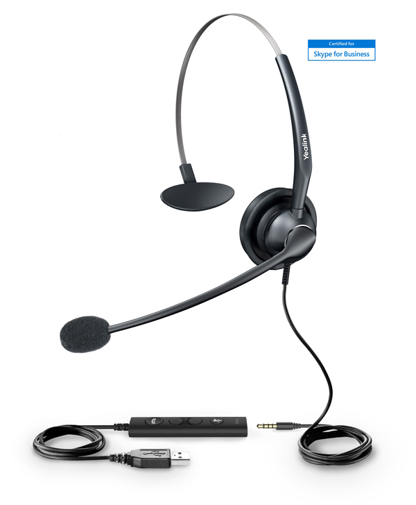 Yealink UH33  Noise Cancelling Headset - USB and 3.5mm jack, Frequency 100-8kHz, Control unit, Intergrated Led indicator, Active Protection technology