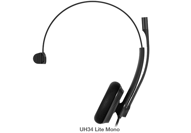 Yealink UH34 Lite Mono Wideband Noise Cancelling Microphone - USB Connection, Foam Ear Cushions, Designed for Microsoft Teams